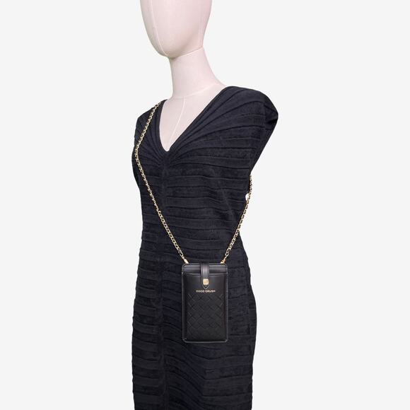 Coco Crush Style Black Phone Holder Crossbody With Chain Two Card Slots New - Picture 11 of 14